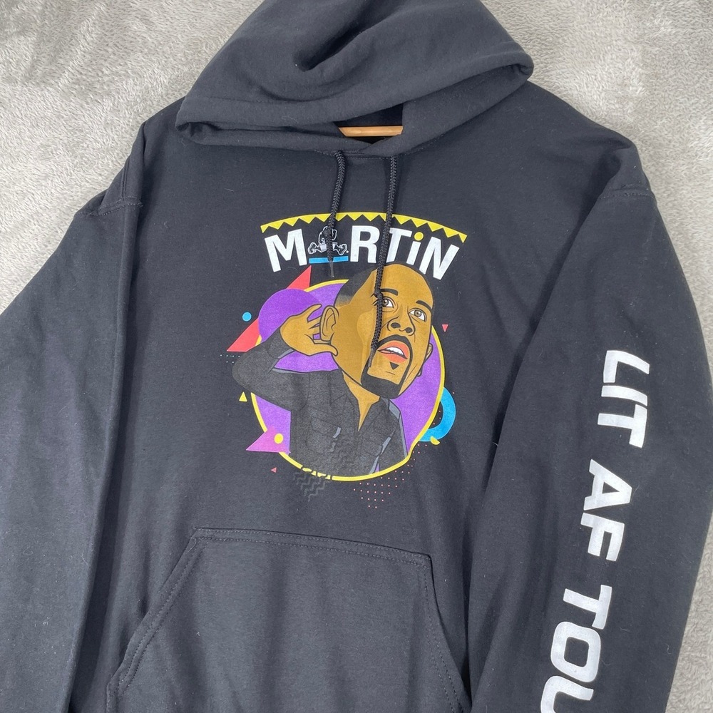 Martin Lawrence Lit AF Tour Hoodie Mens Large Black Comedy Show Graphic Hooded - Picture 3 of 8
